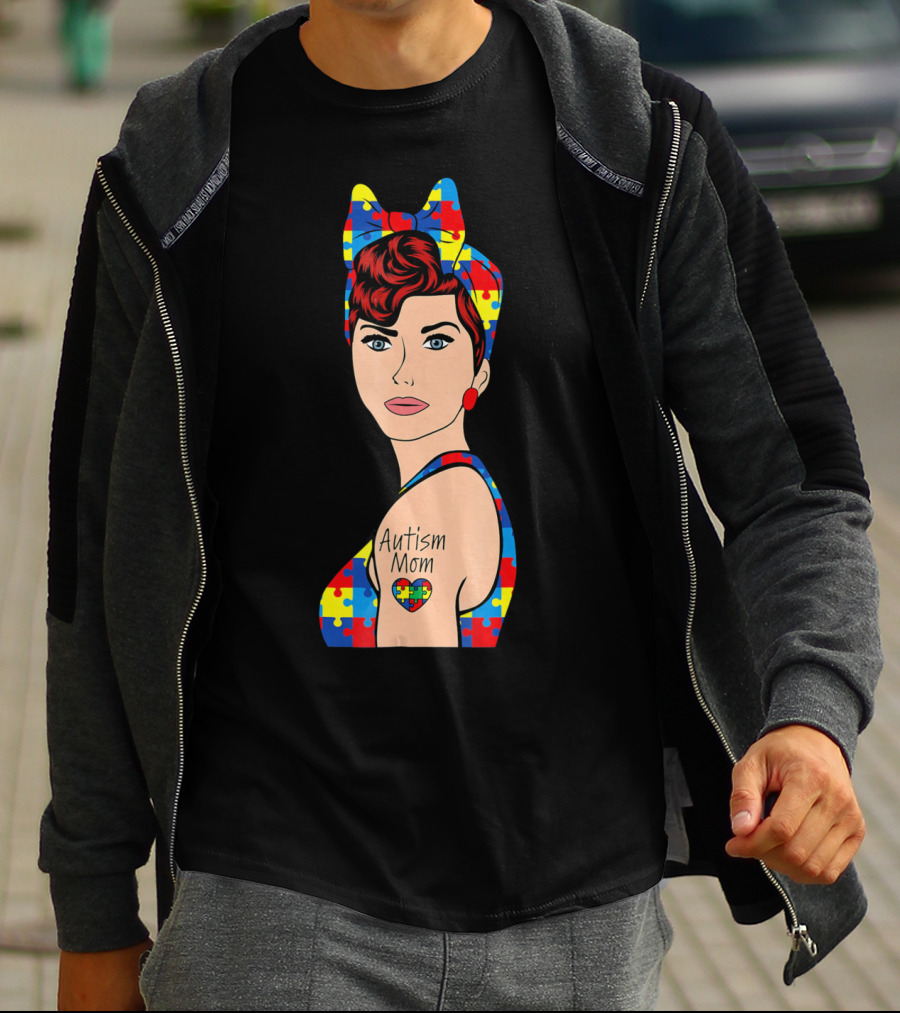 Autism Mom Autism Awareness Puzzle Heart Strong T-Shirt