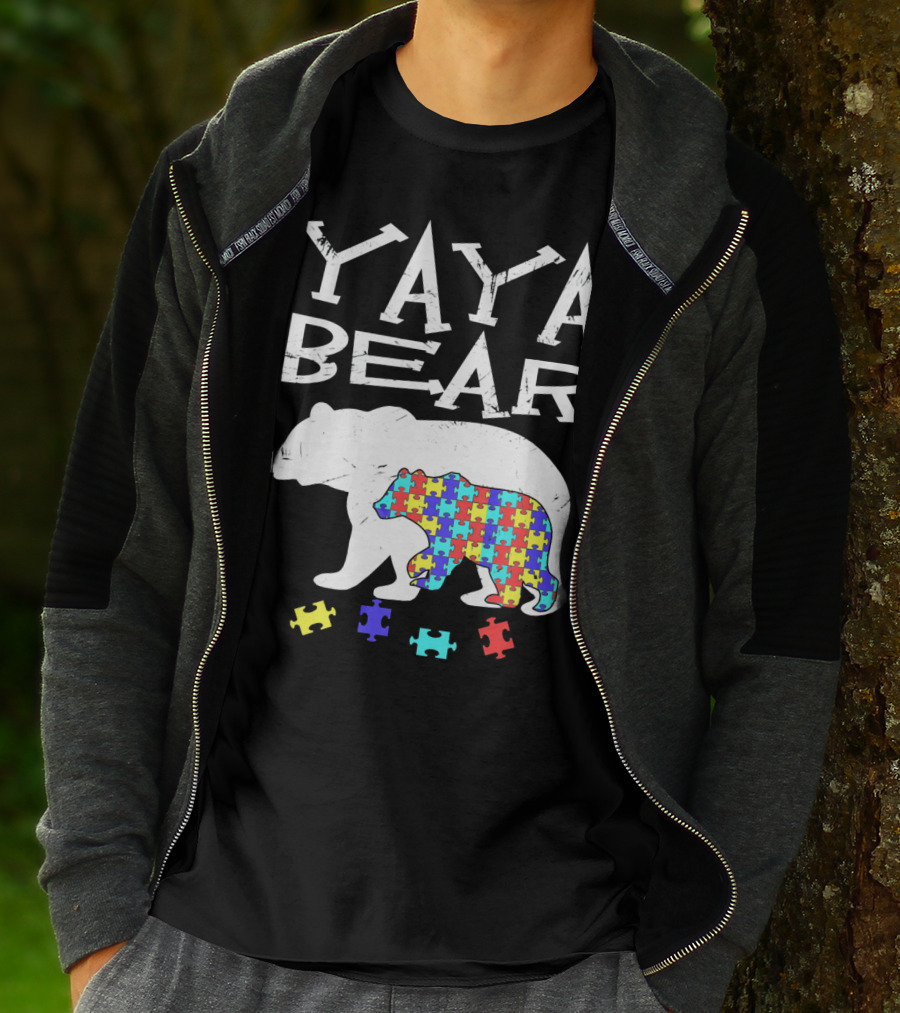Yaya Bear Autism Awareness Puzzle Bear T-Shirt