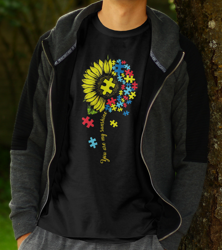You Are My Sunshine Autism Sunflower Puzzle Pieces T-Shirt