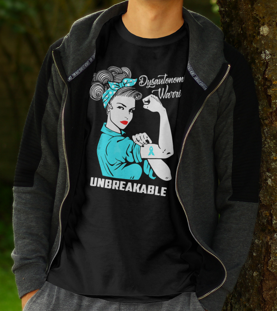 Dysautonomia Warrior Unbreakable Retro Rosie The Riveter T-Shirt