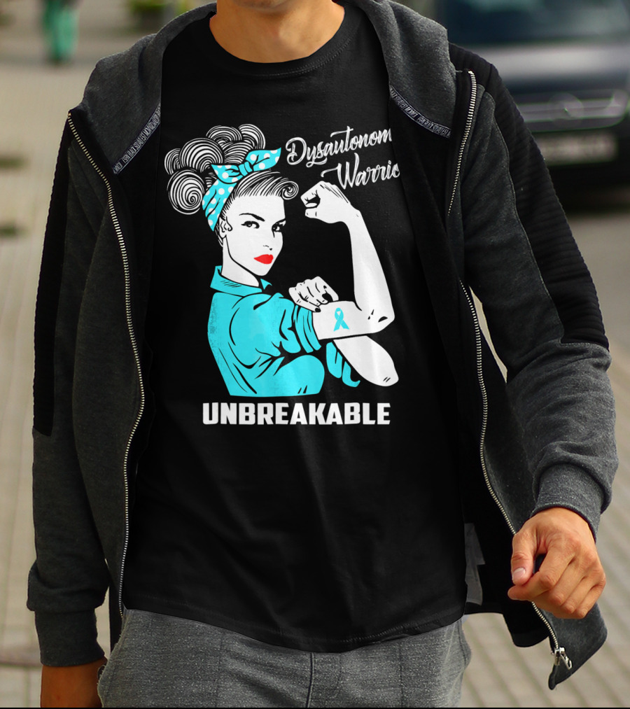 Dysautonomia Warrior Unbreakable Retro Rosie The Riveter T-Shirt