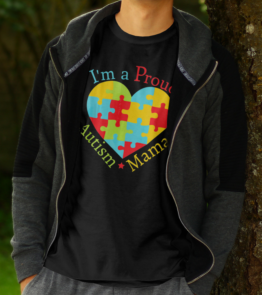 I'm A Proud Autism Mama Puzzle Heart T-Shirt