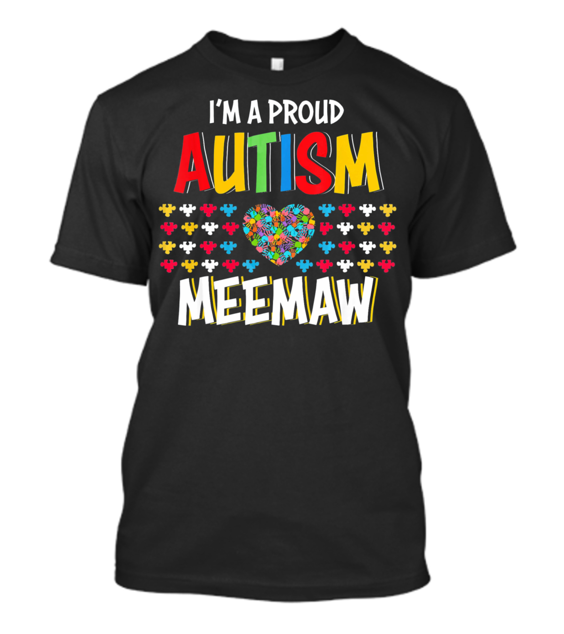 Proud Autism Meemaw Heart Puzzle T-Shirt