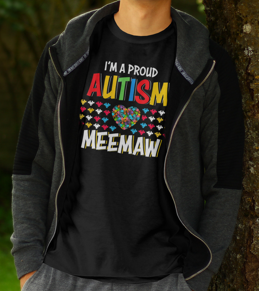 Proud Autism Meemaw Heart Puzzle T-Shirt