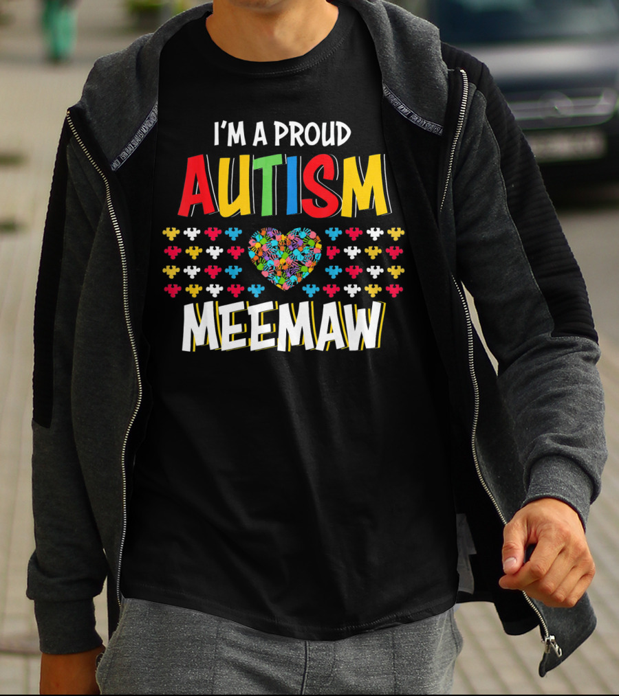 Proud Autism Meemaw Heart Puzzle T-Shirt