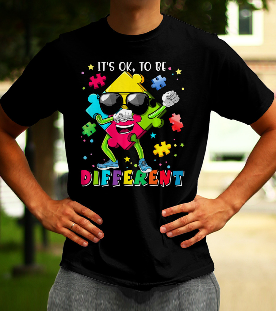IT'S OK TO BE DIFFERENT PUZZLE PIECE AUTISM AWARENESS T-Shirt