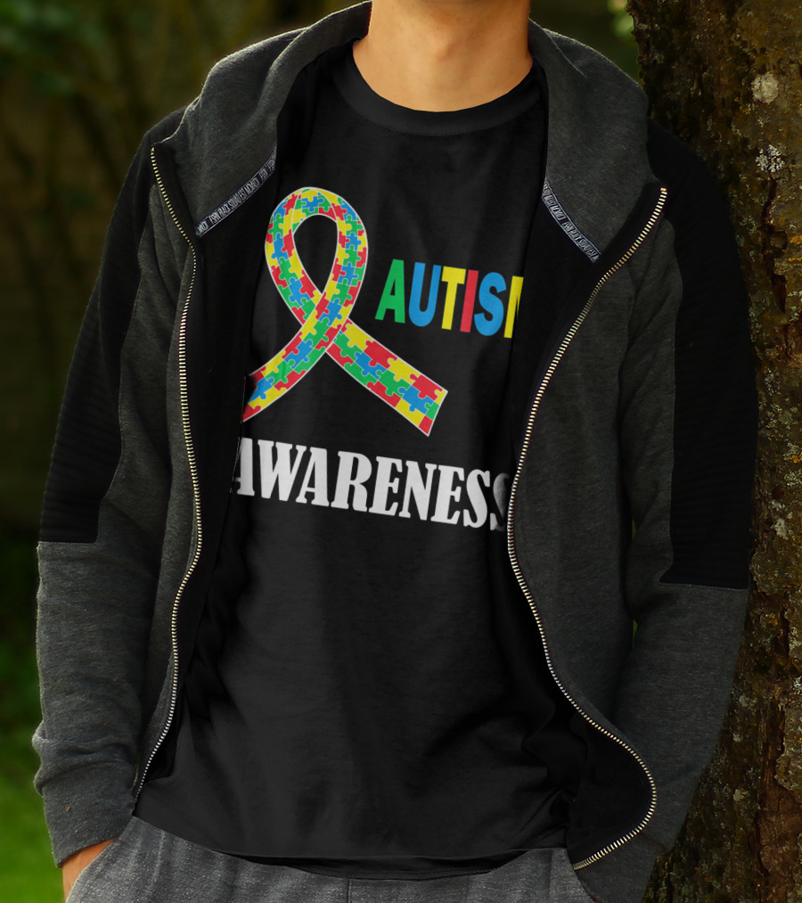 Autism Awareness Puzzle Ribbon Social Interaction Auti T-Shirt