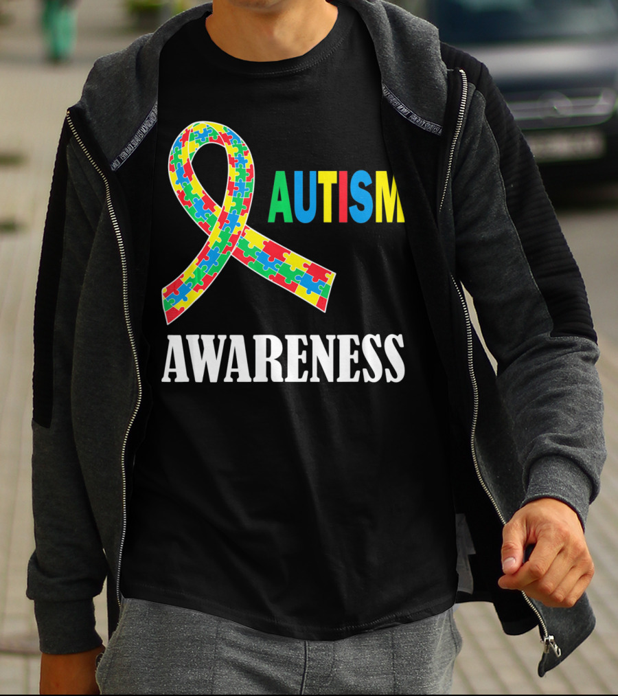 Autism Awareness Puzzle Ribbon Social Interaction Auti T-Shirt