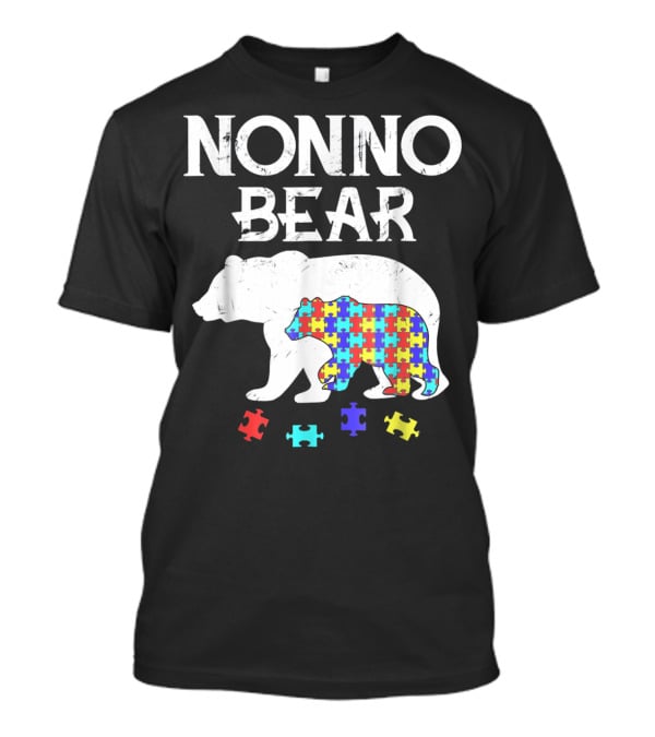 Nonno Bear Puzzle Piece Autism Awareness Mens T-Shirt