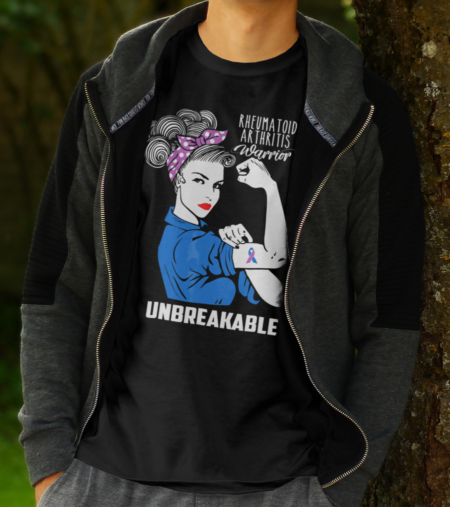 Rheumatoid Arthritis Warrior Unbreakable Rosie Riveter T-Shirt