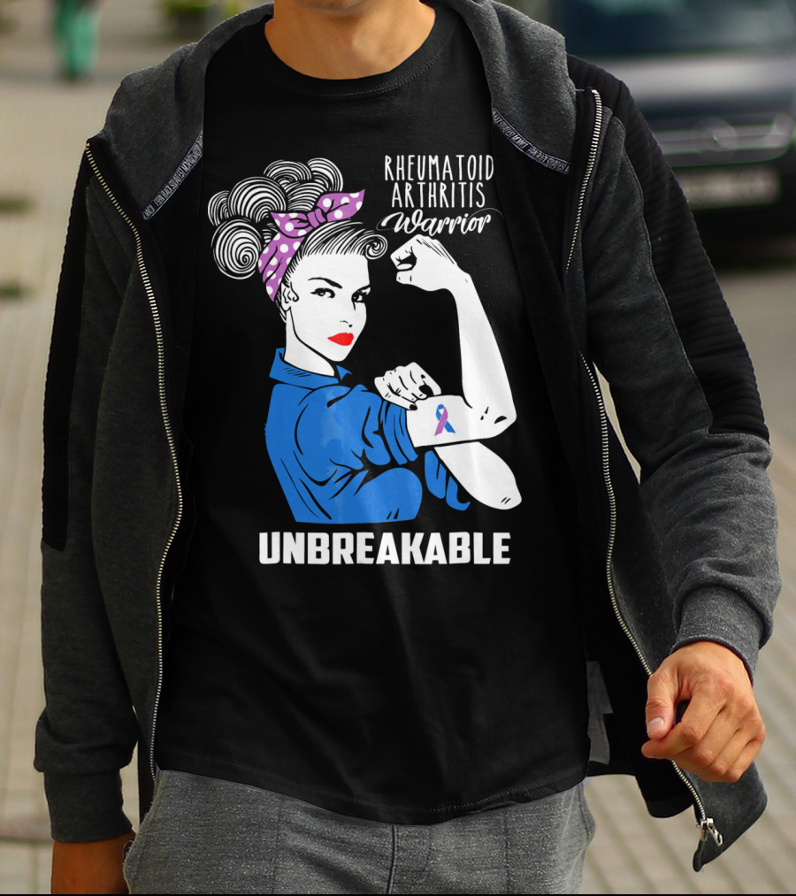 Rheumatoid Arthritis Warrior Unbreakable Rosie Riveter T-Shirt