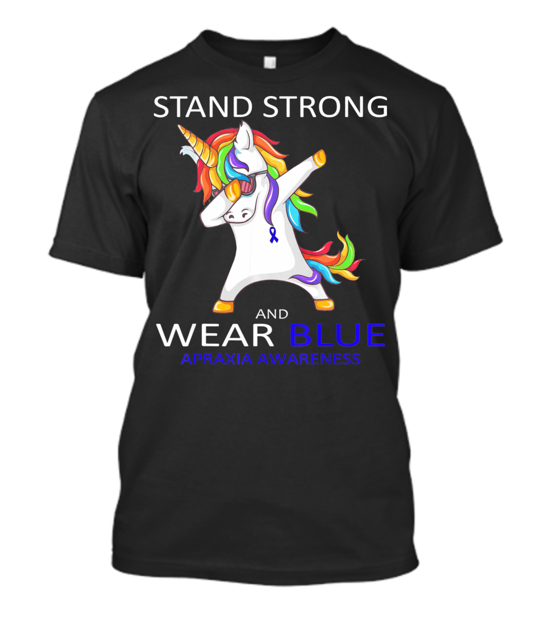 Stand Strong Wear Blue Apraxia Awareness Unicorn Dabbing T-Shirt