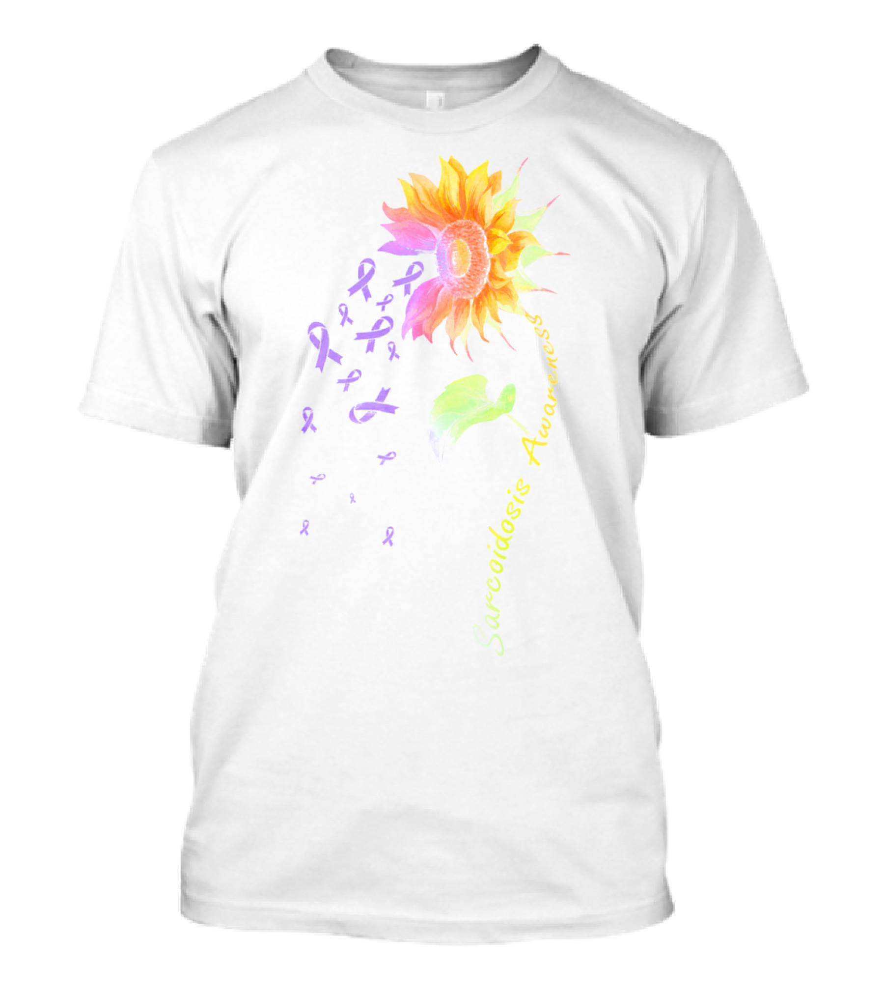 Sarcoidosis Awareness Sunflower With Purple Ribbons T-Shirt