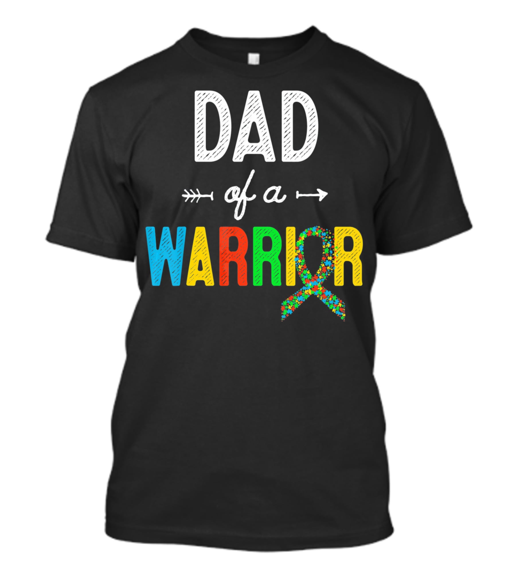 Dad Of A Warrior Autism Awareness Support Puzzle T-Shirt