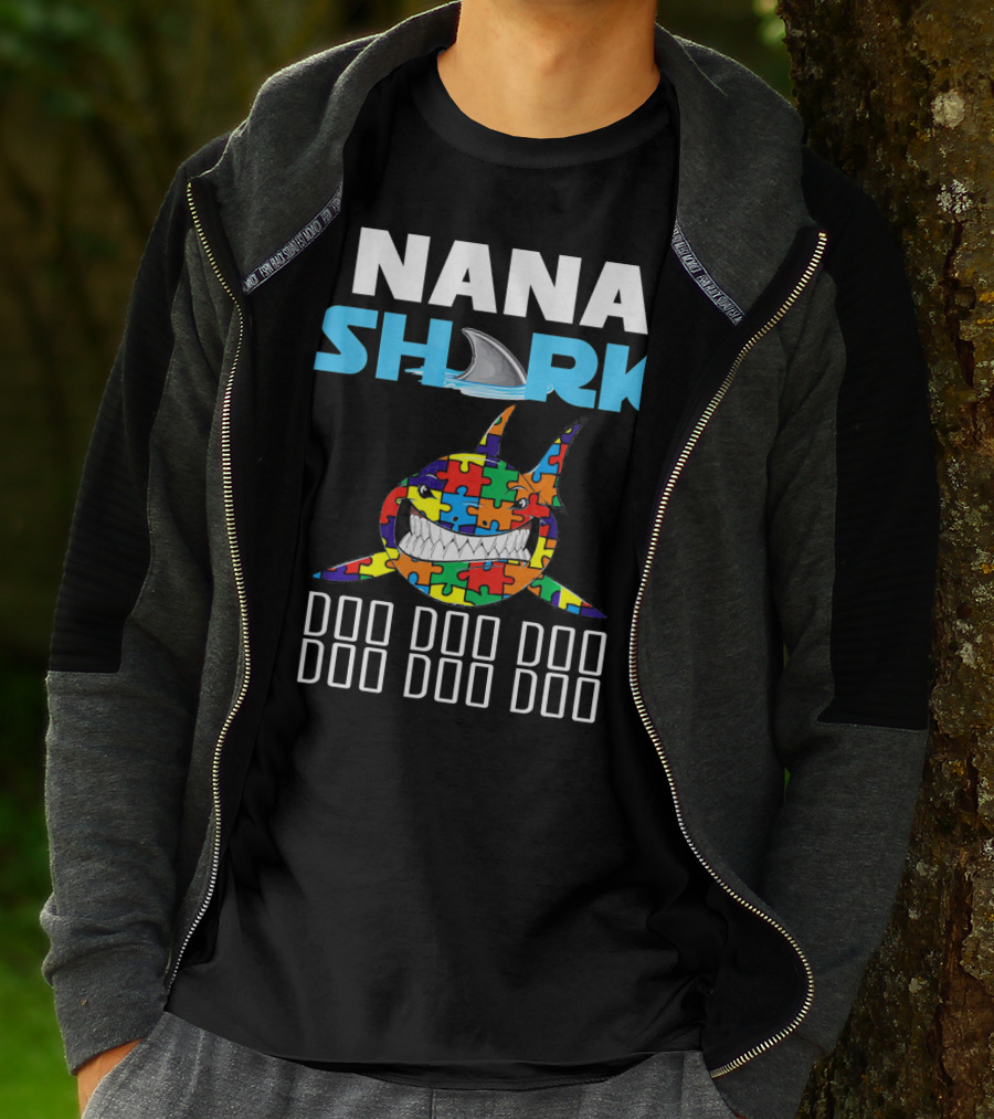 Nana Shark Autism Awareness Puzzle Doo Doo Doo T-Shirt