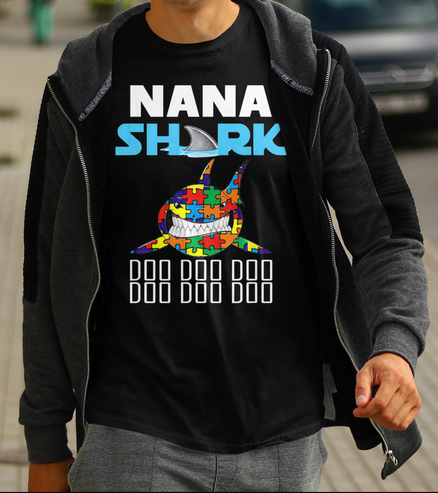 Nana Shark Autism Awareness Puzzle Doo Doo Doo T-Shirt