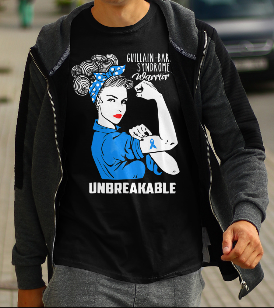 Guillain-Barre Syndrome Warrior Unbreakable Retro Strong Woman With Awareness T-Shirt