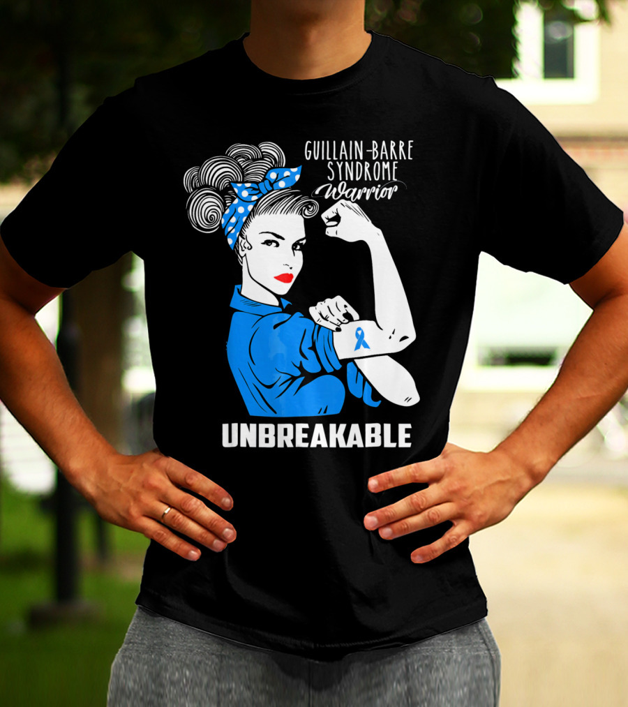 Guillain-Barre Syndrome Warrior Unbreakable Retro Strong Woman With Awareness T-Shirt