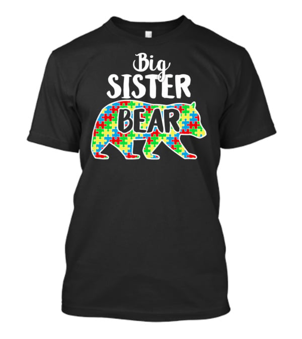 Big Sister Bear Autism Awareness Puzzle T-Shirt