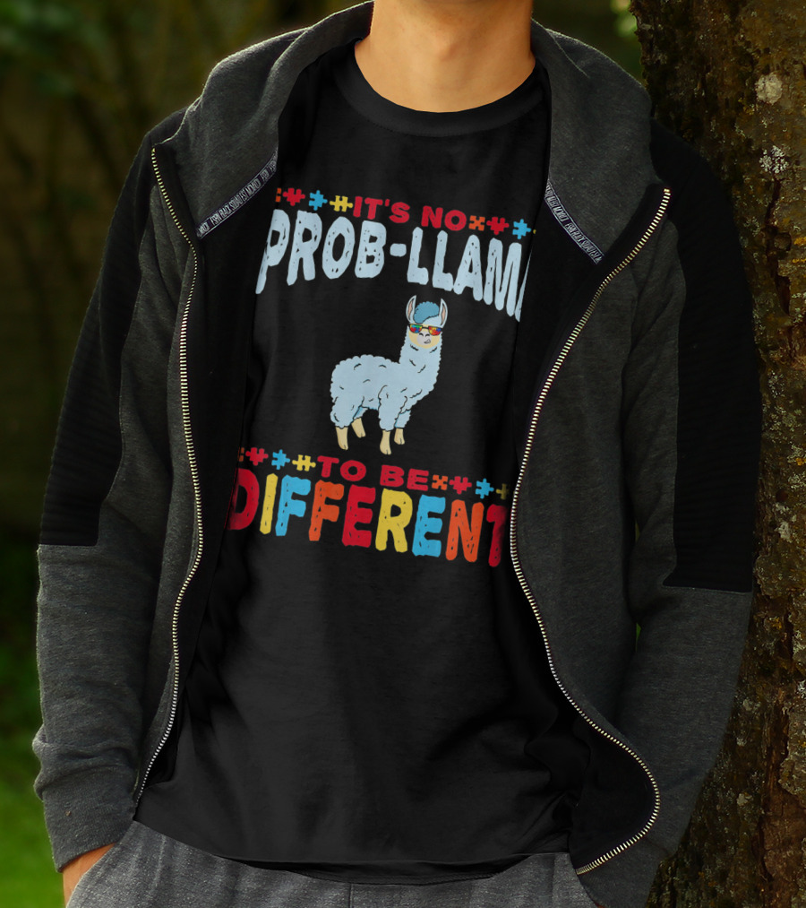 It's No Prob-Llama To Be Different Autism Awareness Llama T-Shirt