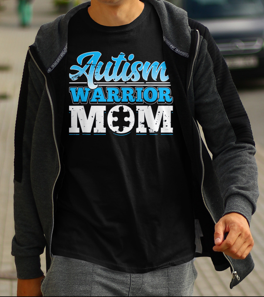 Autism Warrior Mom Awareness Puzzle Piece T-Shirt