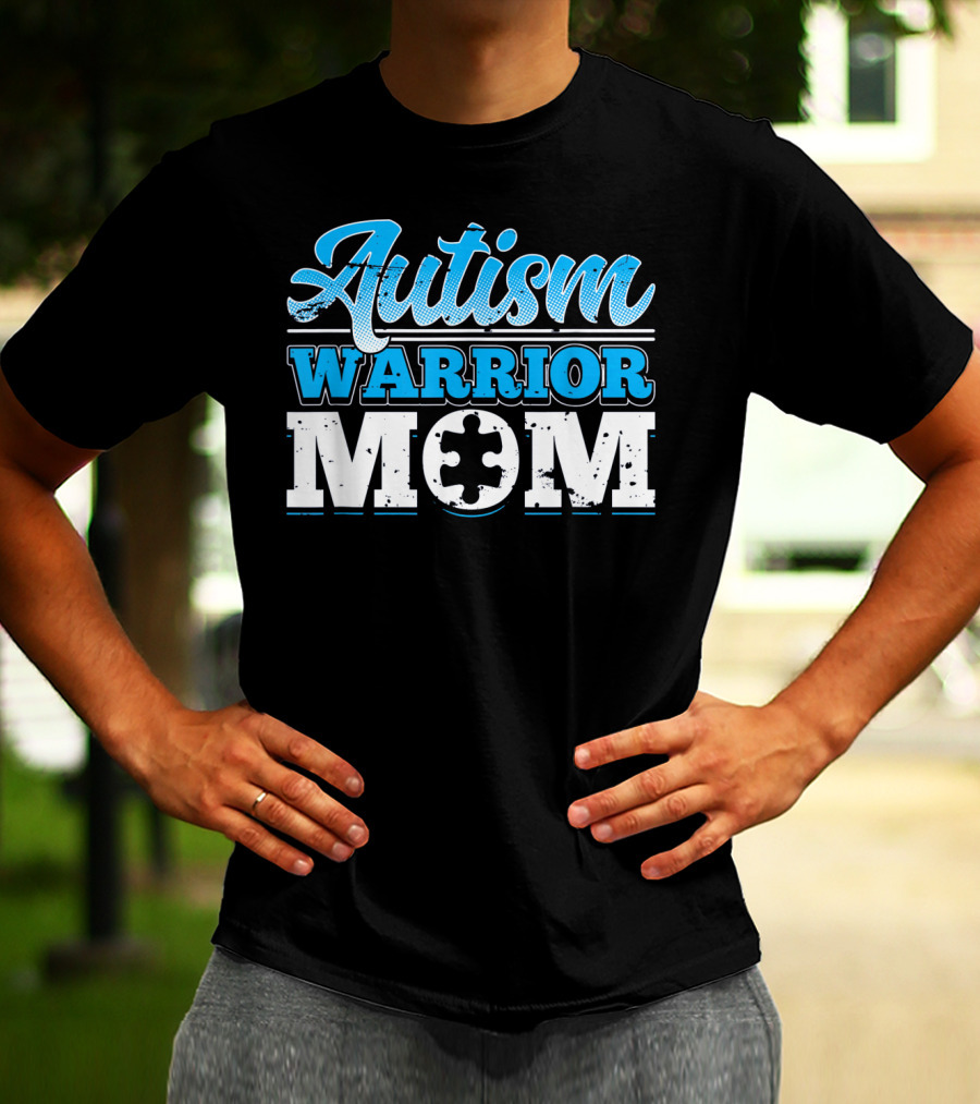 Autism Warrior Mom Awareness Puzzle Piece T-Shirt