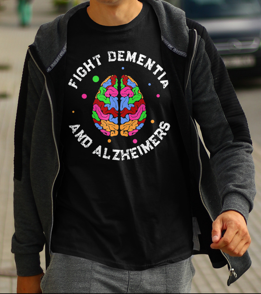 Fight Dementia And Alzheimer's Colorful Brain Awareness T-Shirt