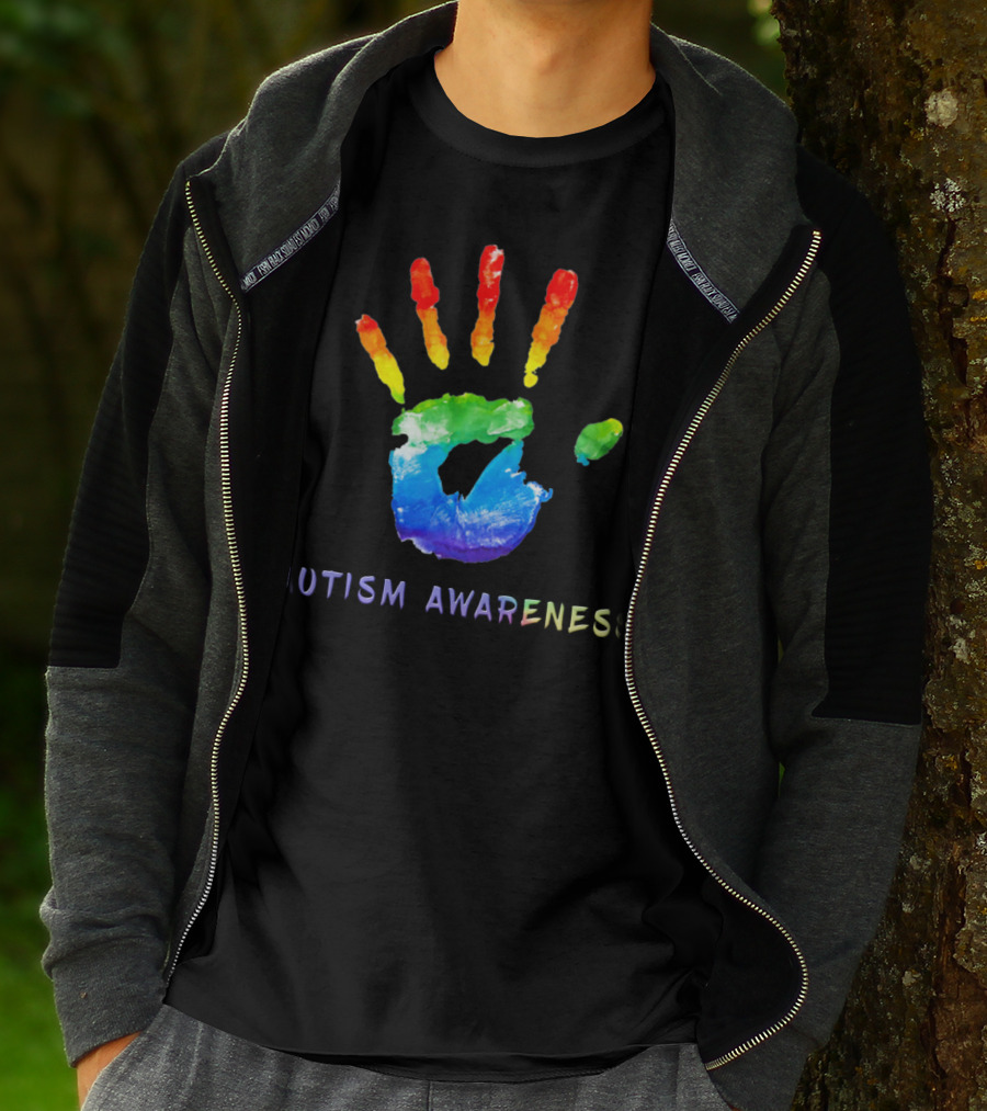 Autism Awareness Colorful Rainbow Handprint T-Shirt