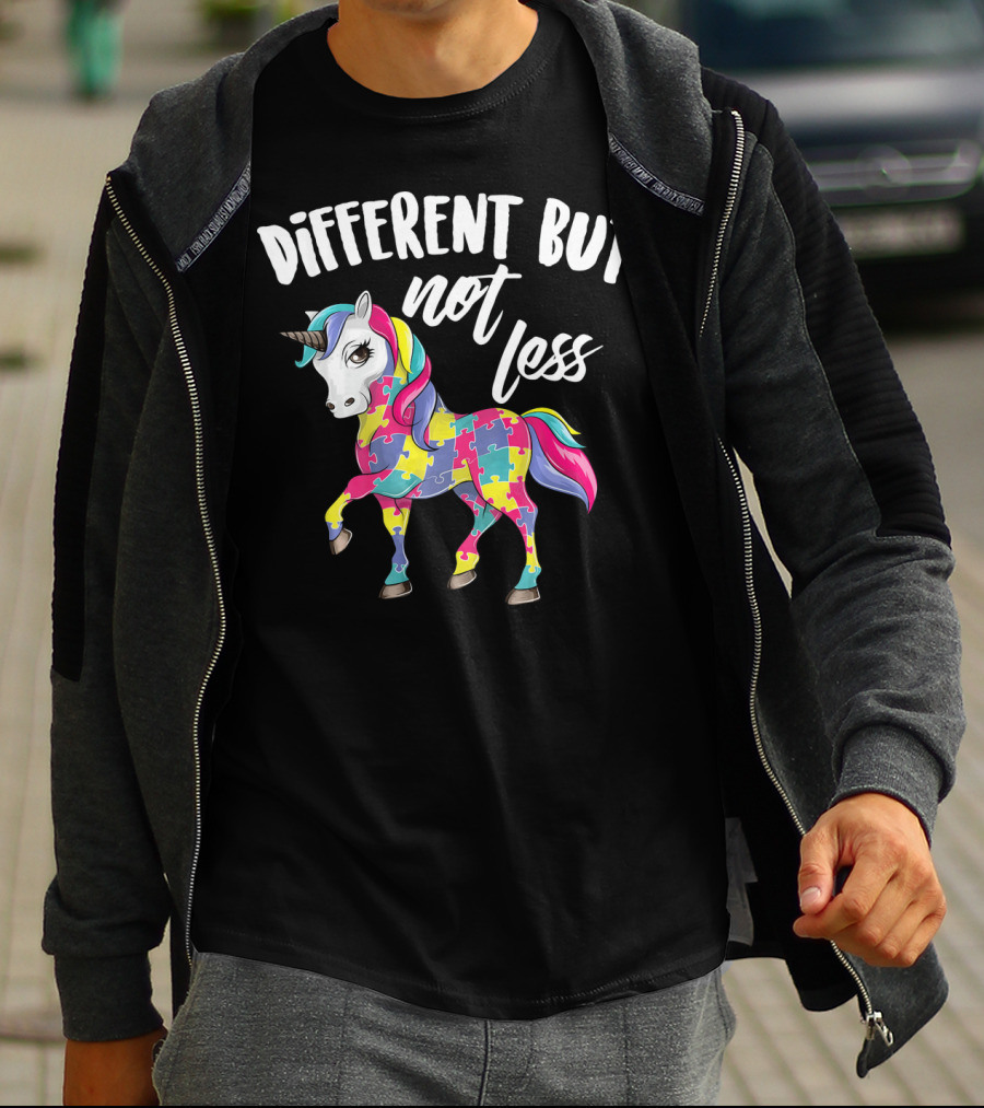 Different But Not Less Unicorn Puzzle Piece T-Shirt