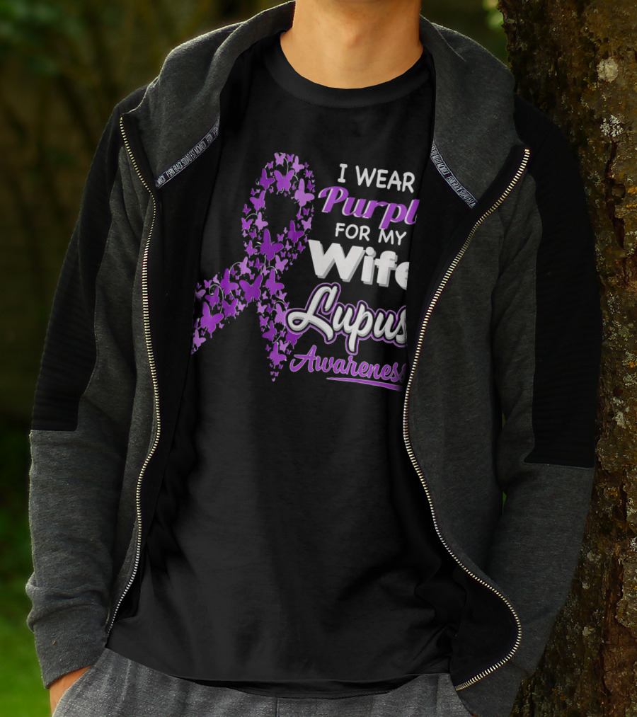 I Wear Purple For My Wife Lupus Awareness T-Shirt