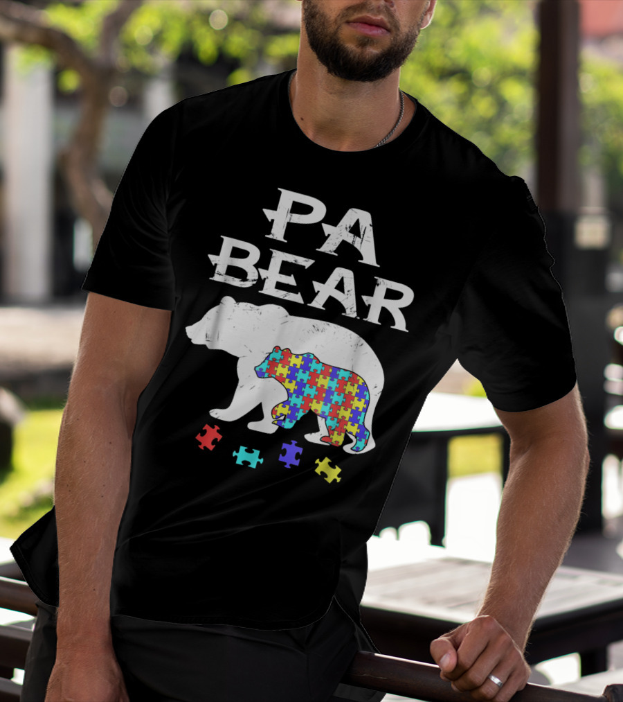 PA Bear With Autism Awareness Puzzle Pieces T-Shirt