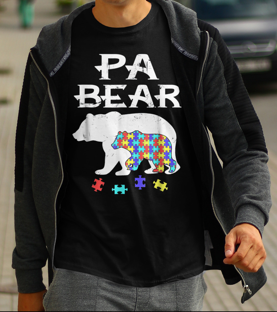 PA Bear With Autism Awareness Puzzle Pieces T-Shirt
