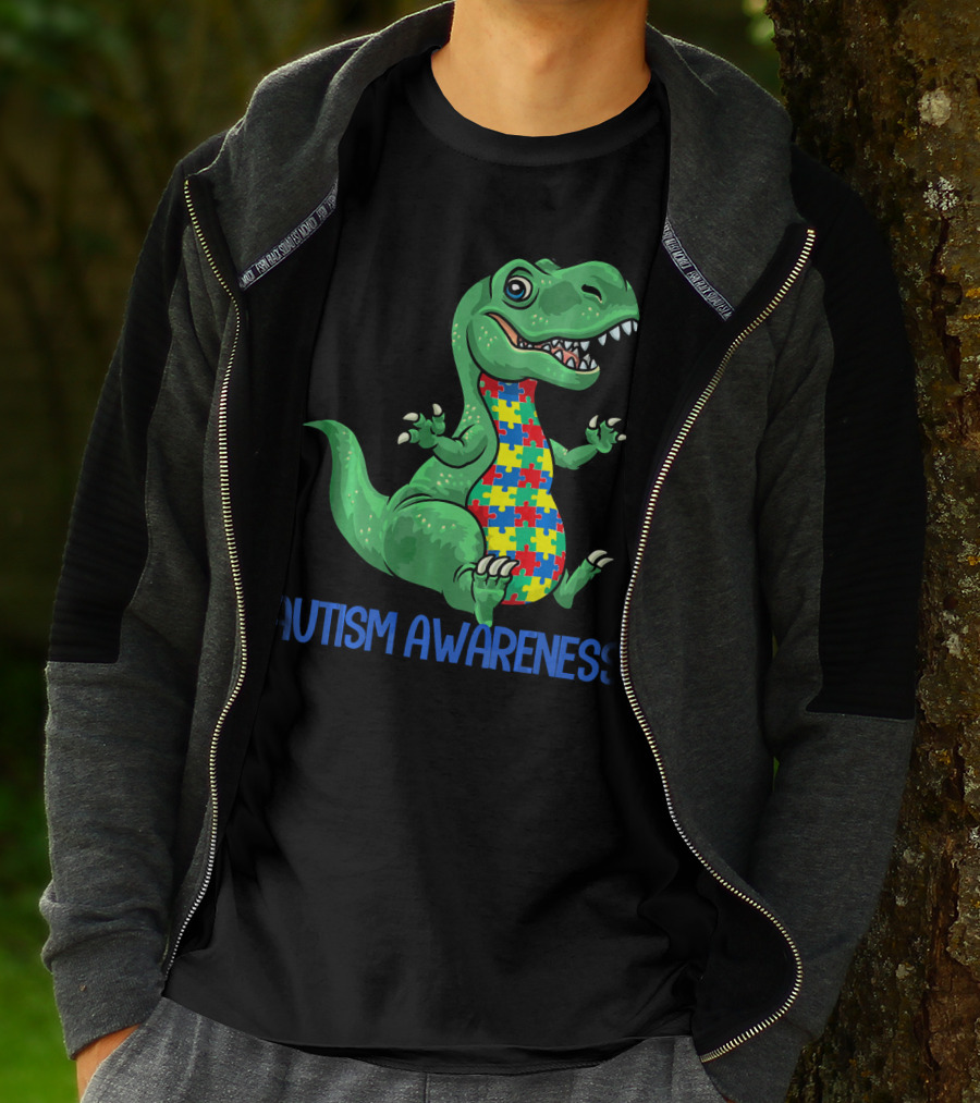 Autism Awareness T Rex Puzzle Pieces Boy T-Shirt