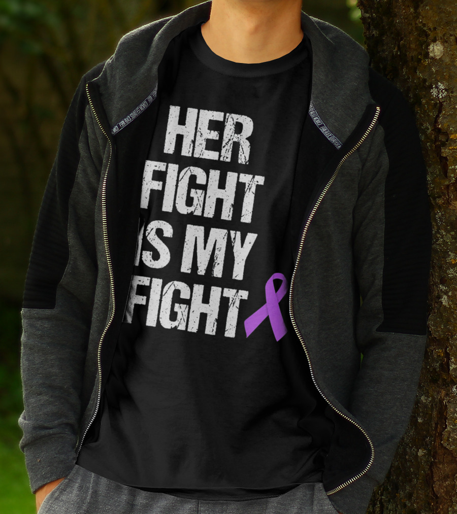 Her Fight Is My Fight Purple Ribbon Epilepsy Awareness T-Shirt