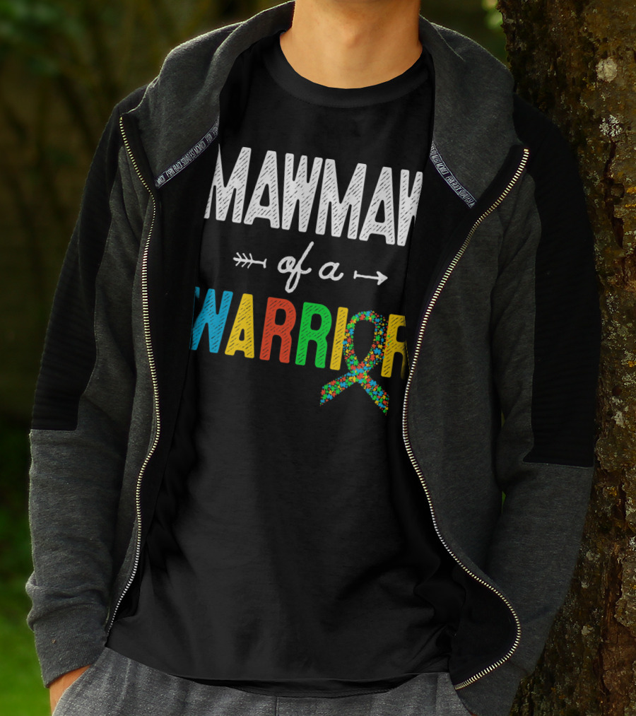 Maw Maw Of A Warrior Autism Awareness Puzzle T-Shirt
