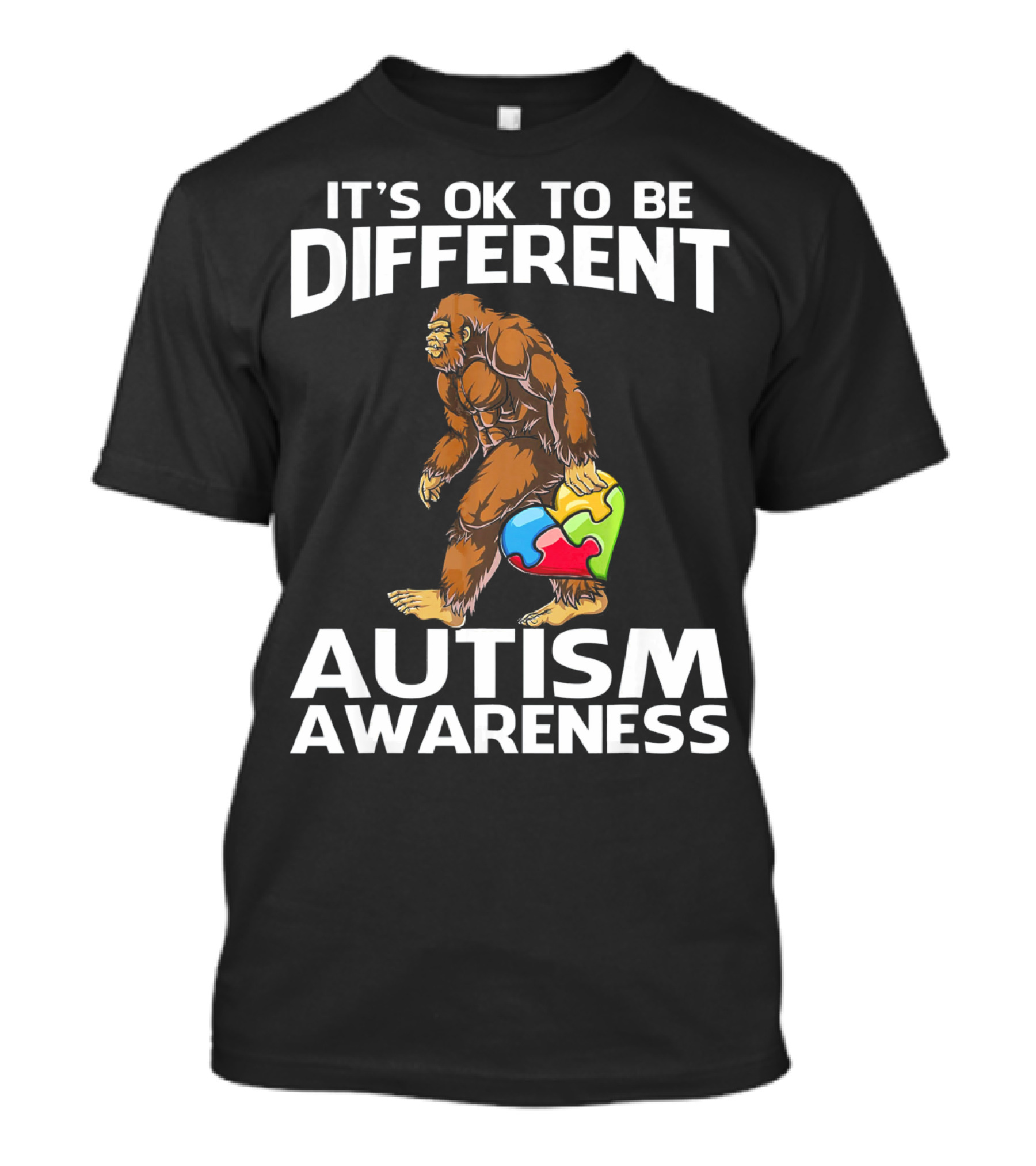 It's Ok To Be Different Bigfoot Autism Awareness T-Shirt