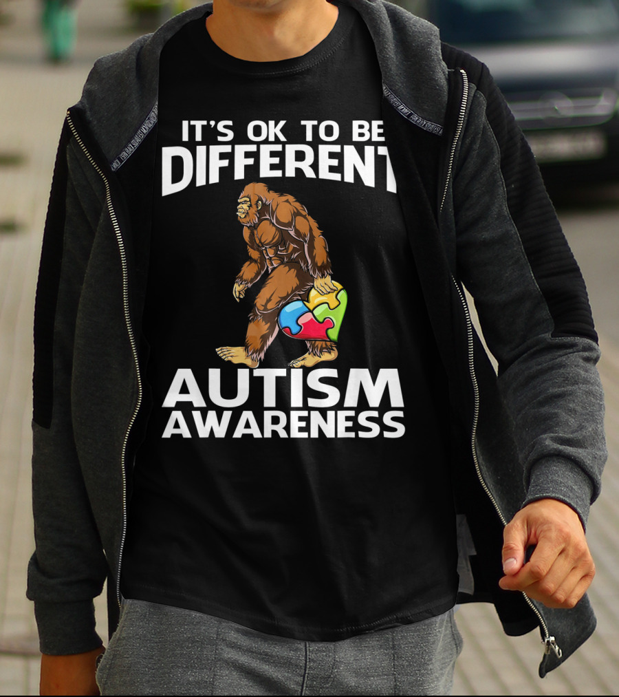 It's Ok To Be Different Bigfoot Autism Awareness T-Shirt