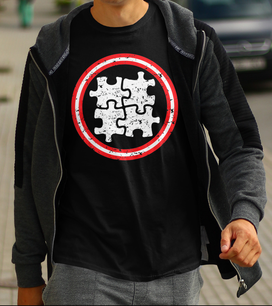 Captain Autism Awareness Puzzle Shield T-Shirt