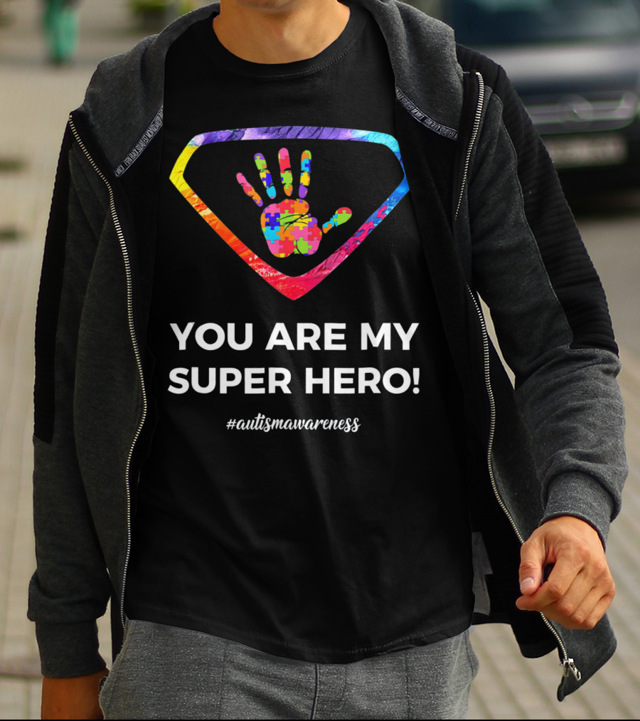 You Are My Superhero Autism Awareness Handprint Puzzle T-Shirt