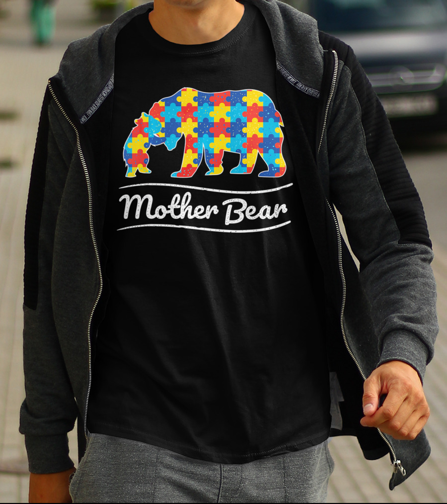 Mother Bear Autism Puzzle Awareness T-Shirt
