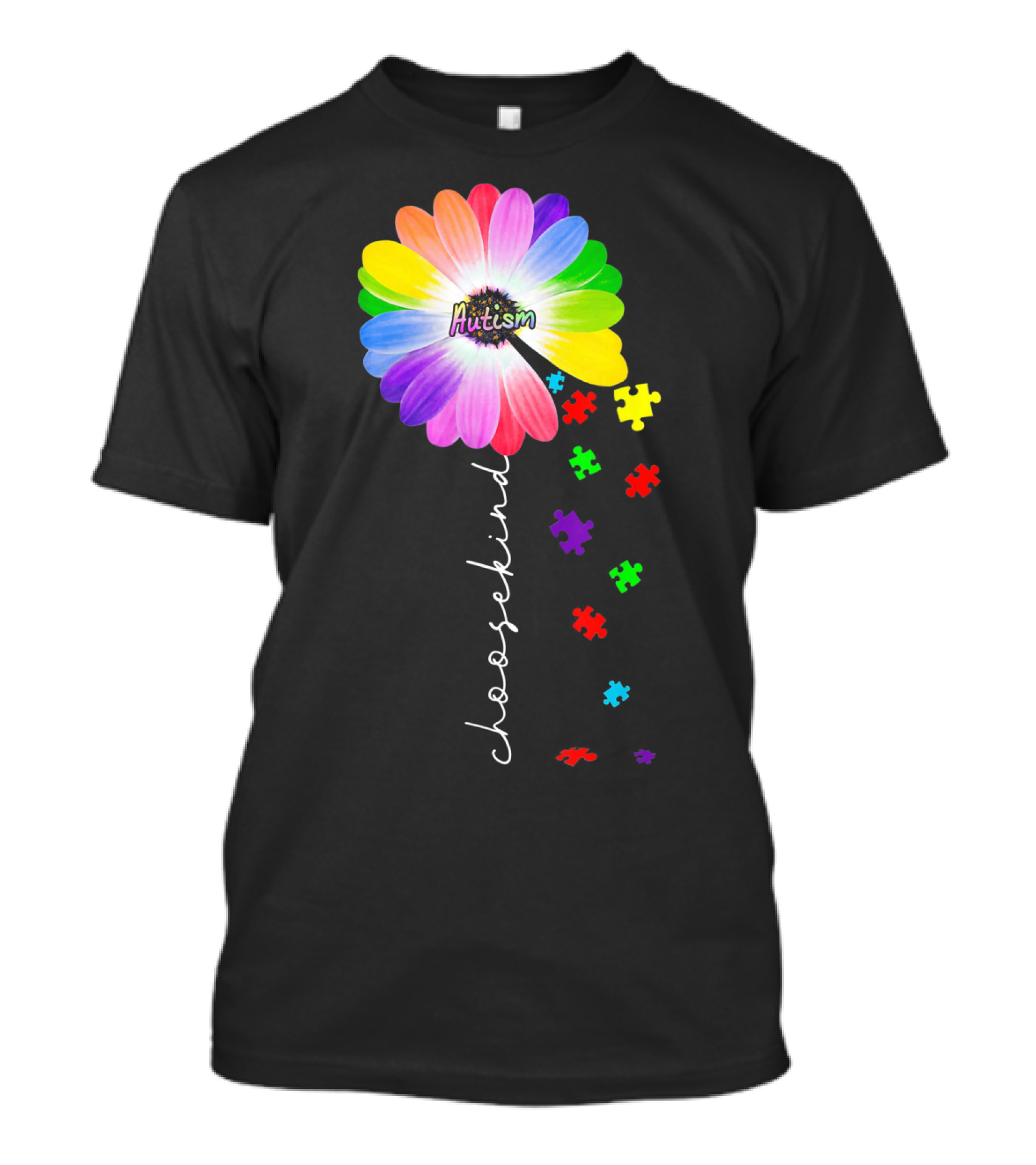 Daisy Flower Autism Choose Kind Puzzle Pieces Awareness T-Shirt