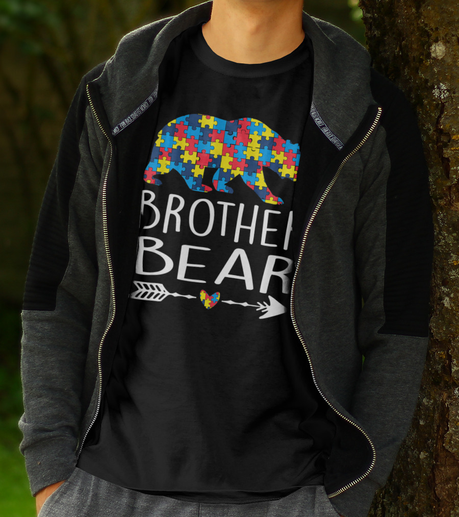 Brother Bear Autism Puzzle Heart Arrow T-Shirt