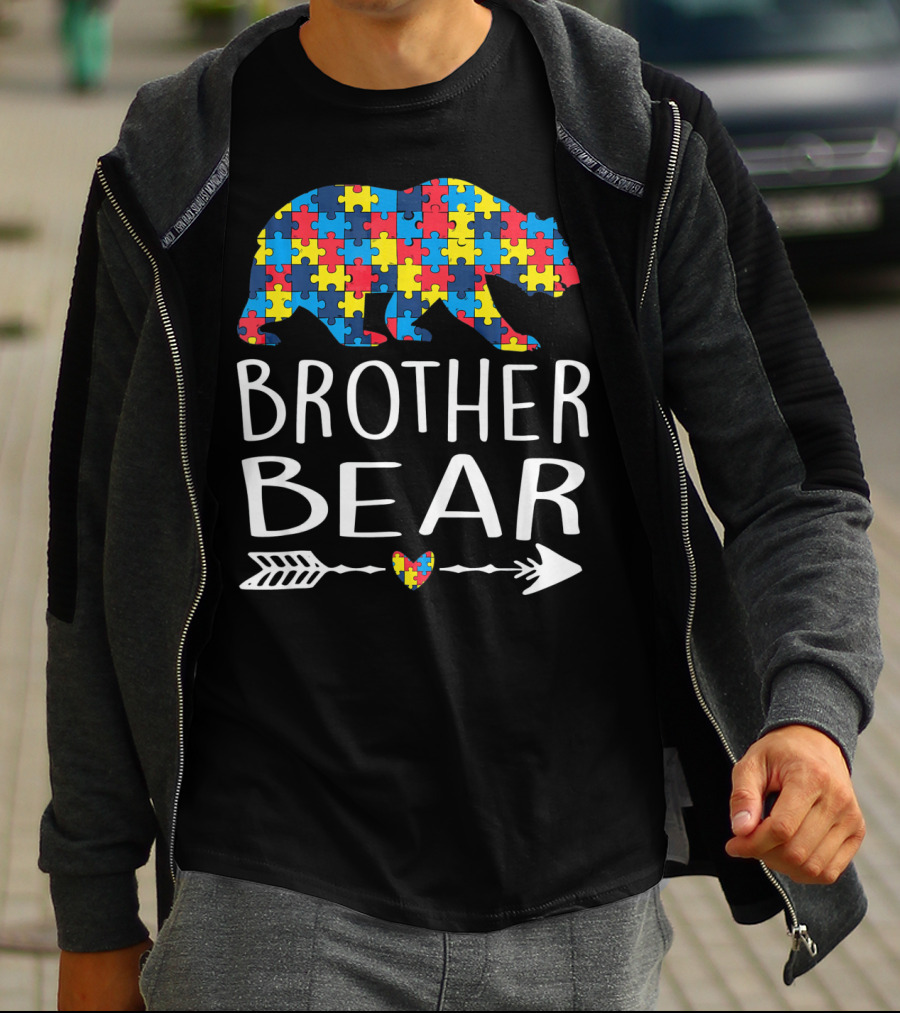 Brother Bear Autism Puzzle Heart Arrow T-Shirt