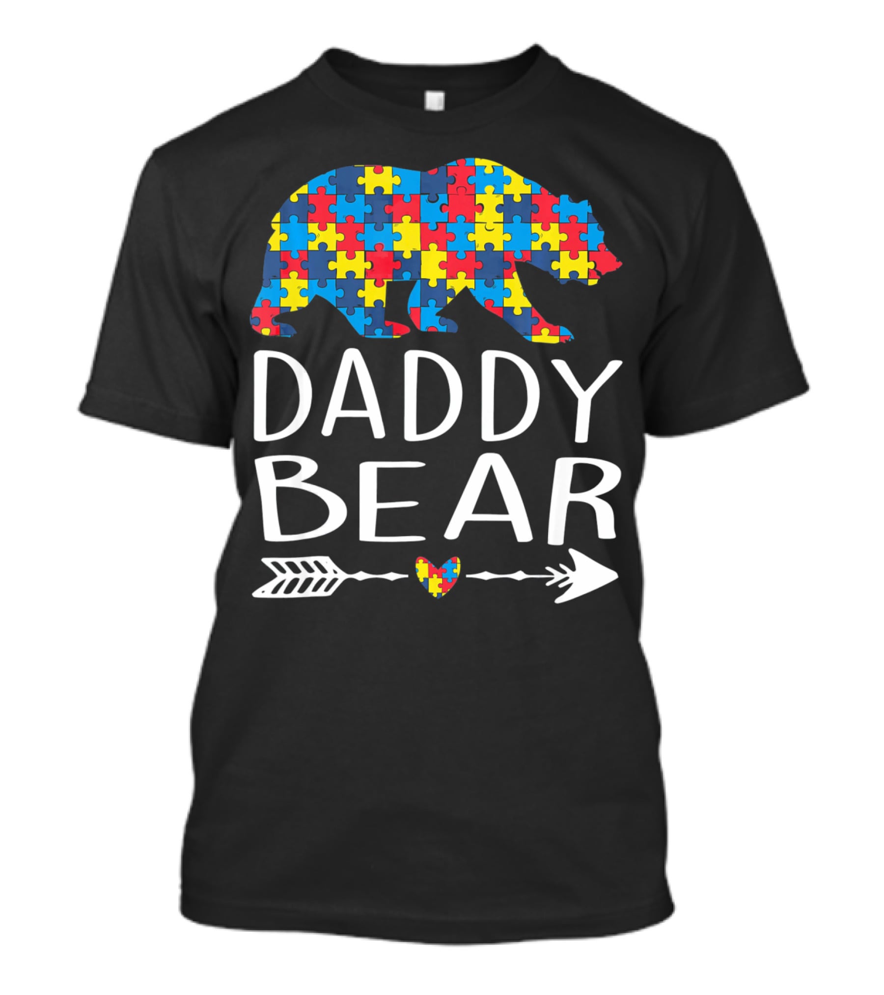 Daddy Bear Puzzle Heart Arrow Autism Aware T-Shirt
