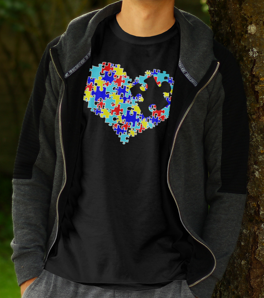 Autism Puzzle Piece Heart Multicolor Symbol For Auti T-Shirt