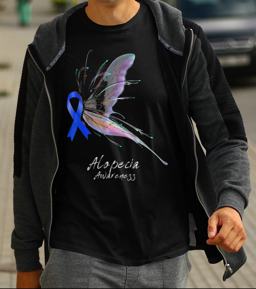 Alopecia Awareness Butterfly Blue T-Shirt