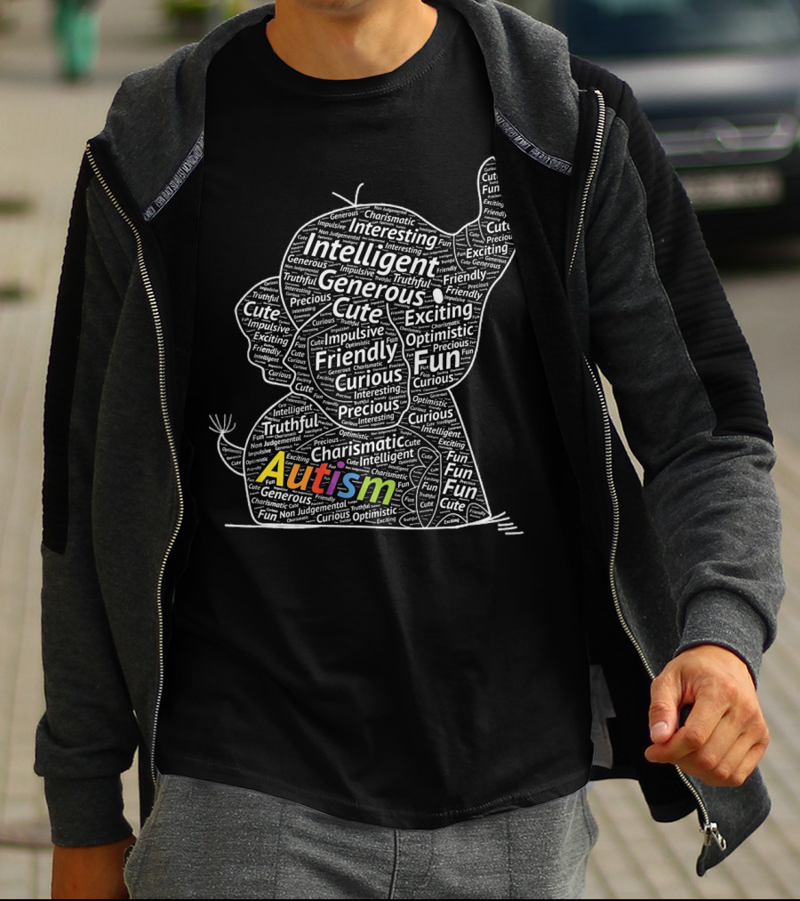 Autism Support Elephant With Intelligent Friendly Generous Words T-Shirt