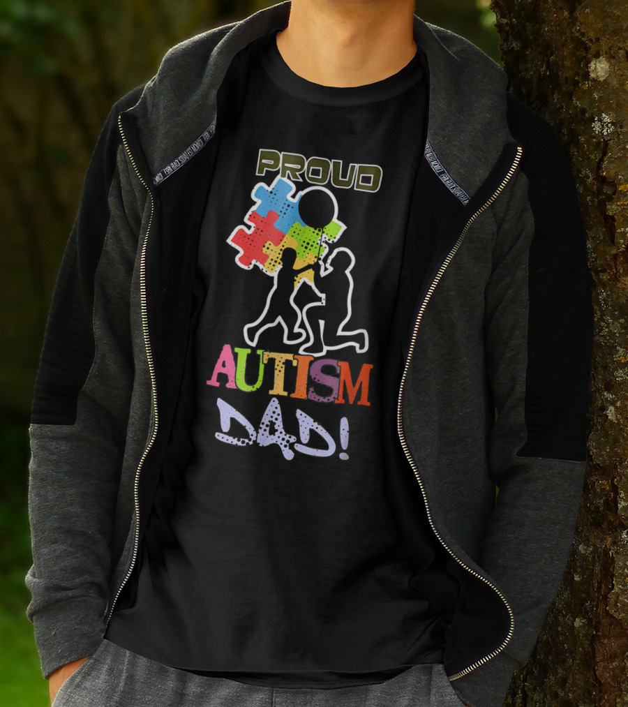 Proud Autism Dad Puzzle Piece Balloon T-Shirt