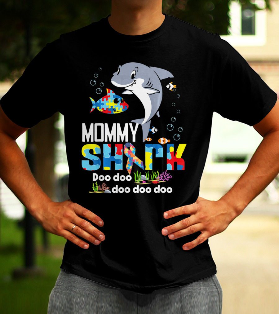 Mommy Shark Autism Doo Doo Doo Autism Puzzle T-Shirt