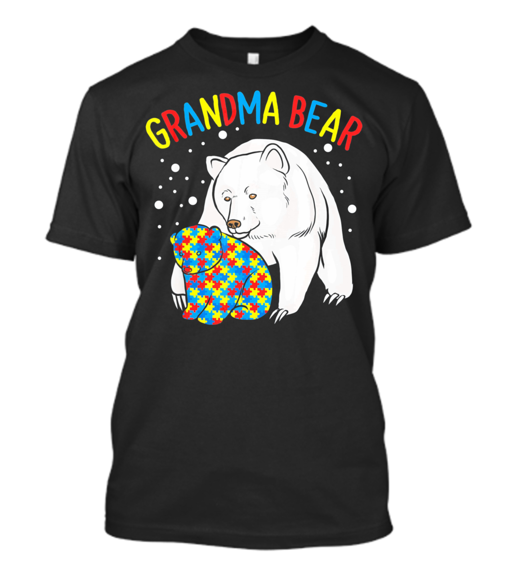 Grandma Bear Autism Puzzle Pattern Hugging Cubs T-Shirt